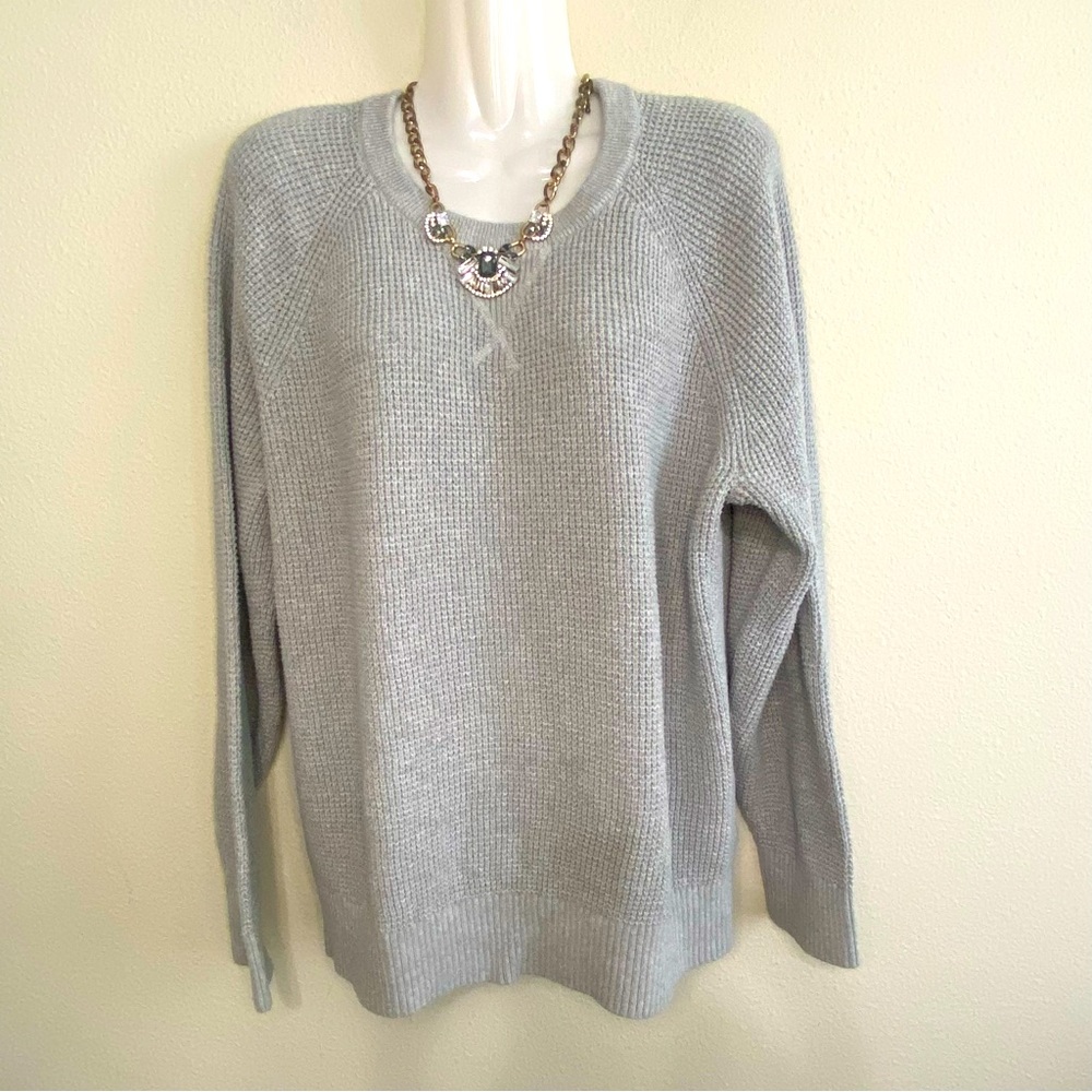 Large gray knit sweater by Gap, 100% cotton.